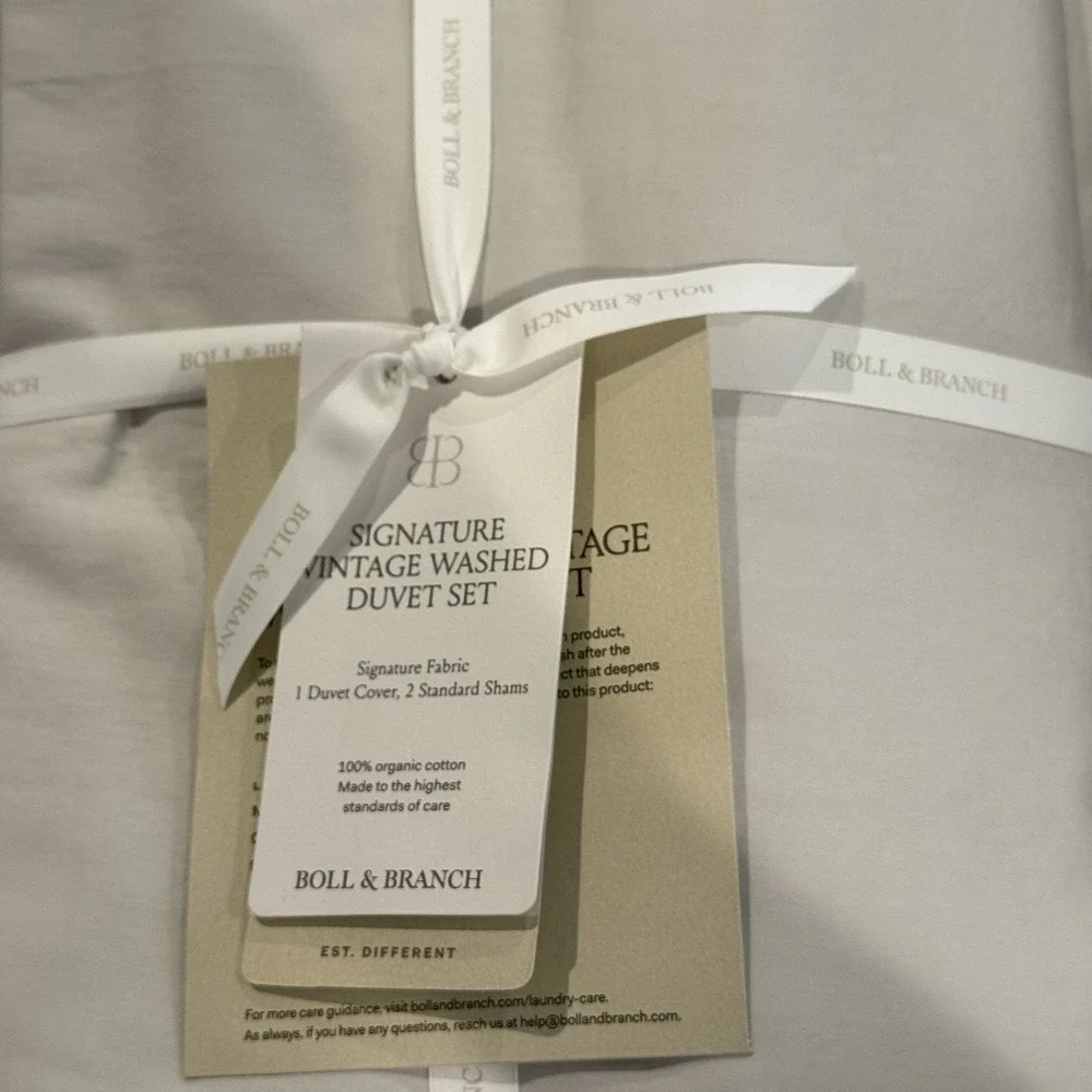 Boll & Branch Signature Vintage Washed Duvet Set F/Q Vintage Mist Blue Gray $379